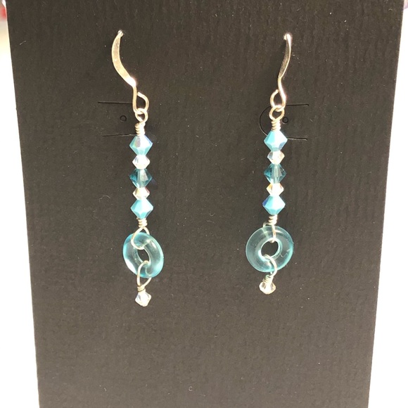 Artisan Jewelry - Swarovski Glass & Sterling Silver Drop Earrings